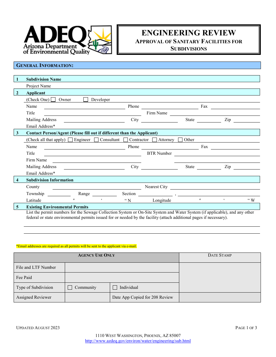 Engineering Review - Approval of Sanitary Facilities for Subdivisions - Arizona, Page 4