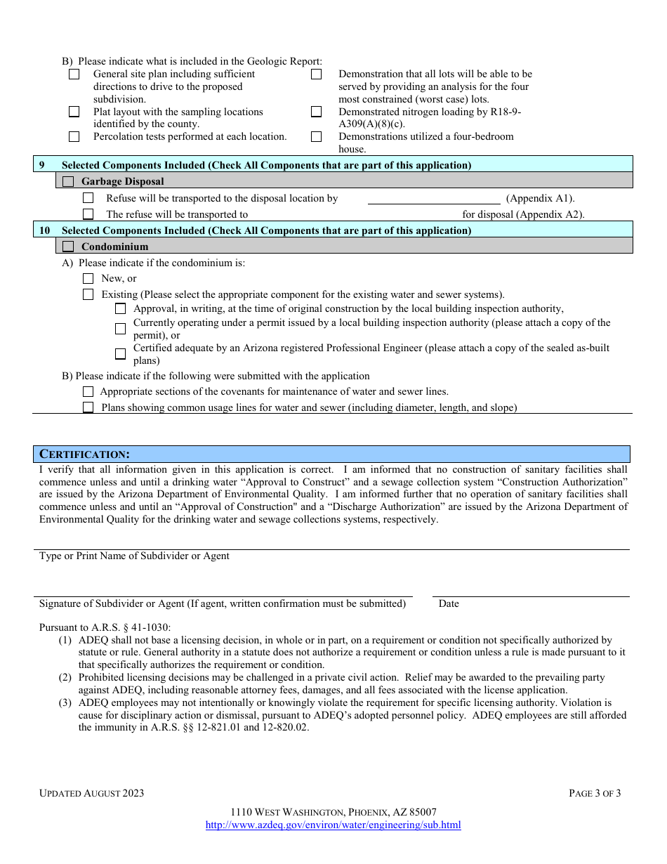 Engineering Review - Approval of Sanitary Facilities for Subdivisions - Arizona, Page 6