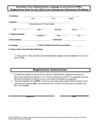 Registration Form for Court Interpreter Orientation Workshop - Iowa