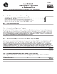 Document preview: Form M-8453P Partnership Tax Declaration for Electronic Filing - Massachusetts, 2023