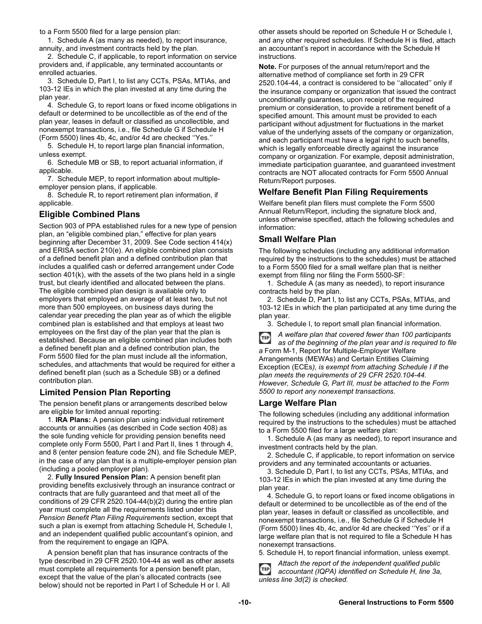 Instructions for Form 5500 Annual Return / Report of Employee Benefit Plan, Page 10