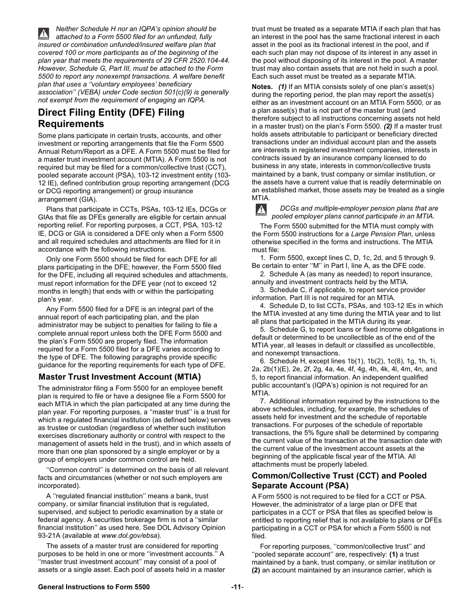 Instructions for Form 5500 Annual Return / Report of Employee Benefit Plan, Page 11