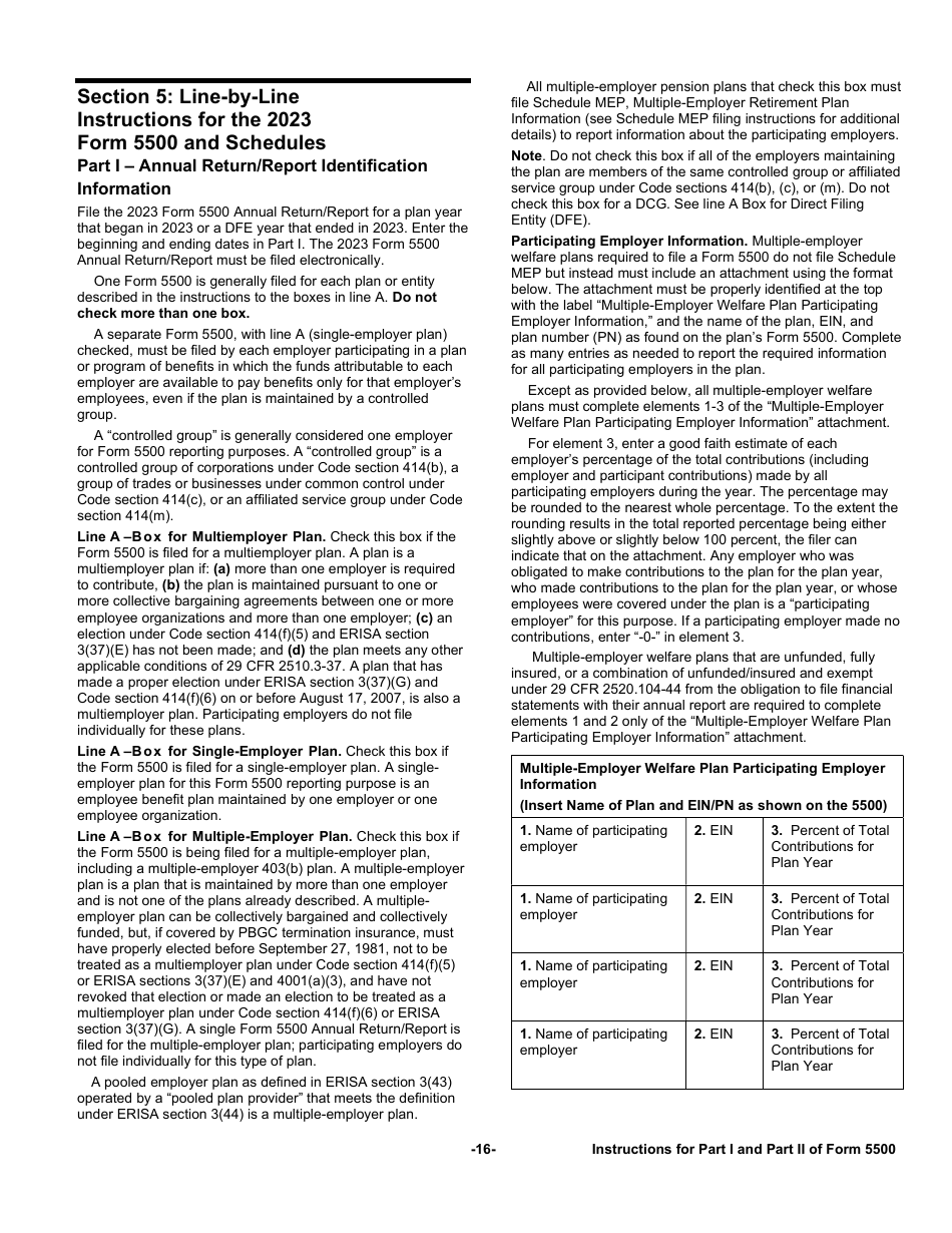 Instructions for Form 5500 Annual Return / Report of Employee Benefit Plan, Page 16