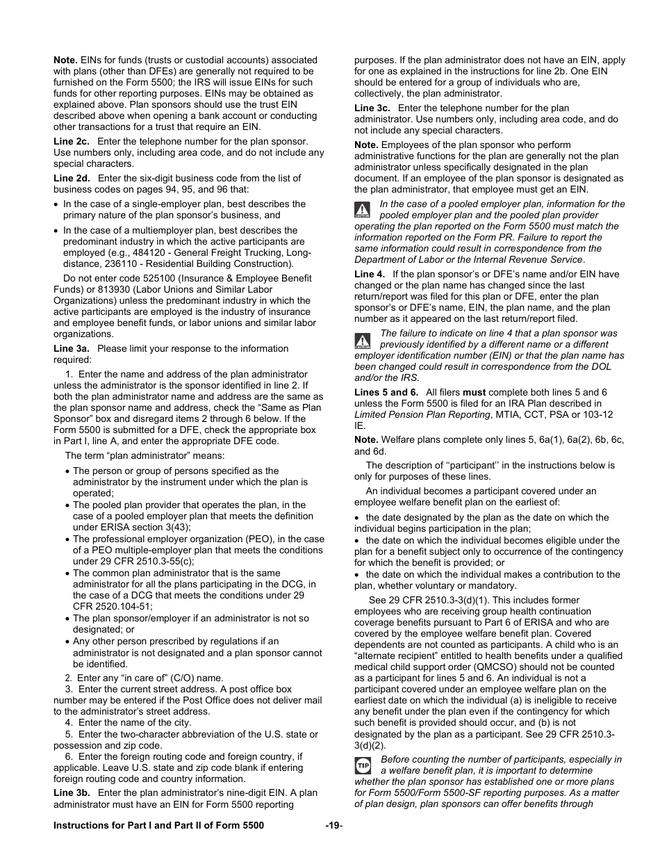 Instructions for Form 5500 Annual Return / Report of Employee Benefit Plan, Page 19
