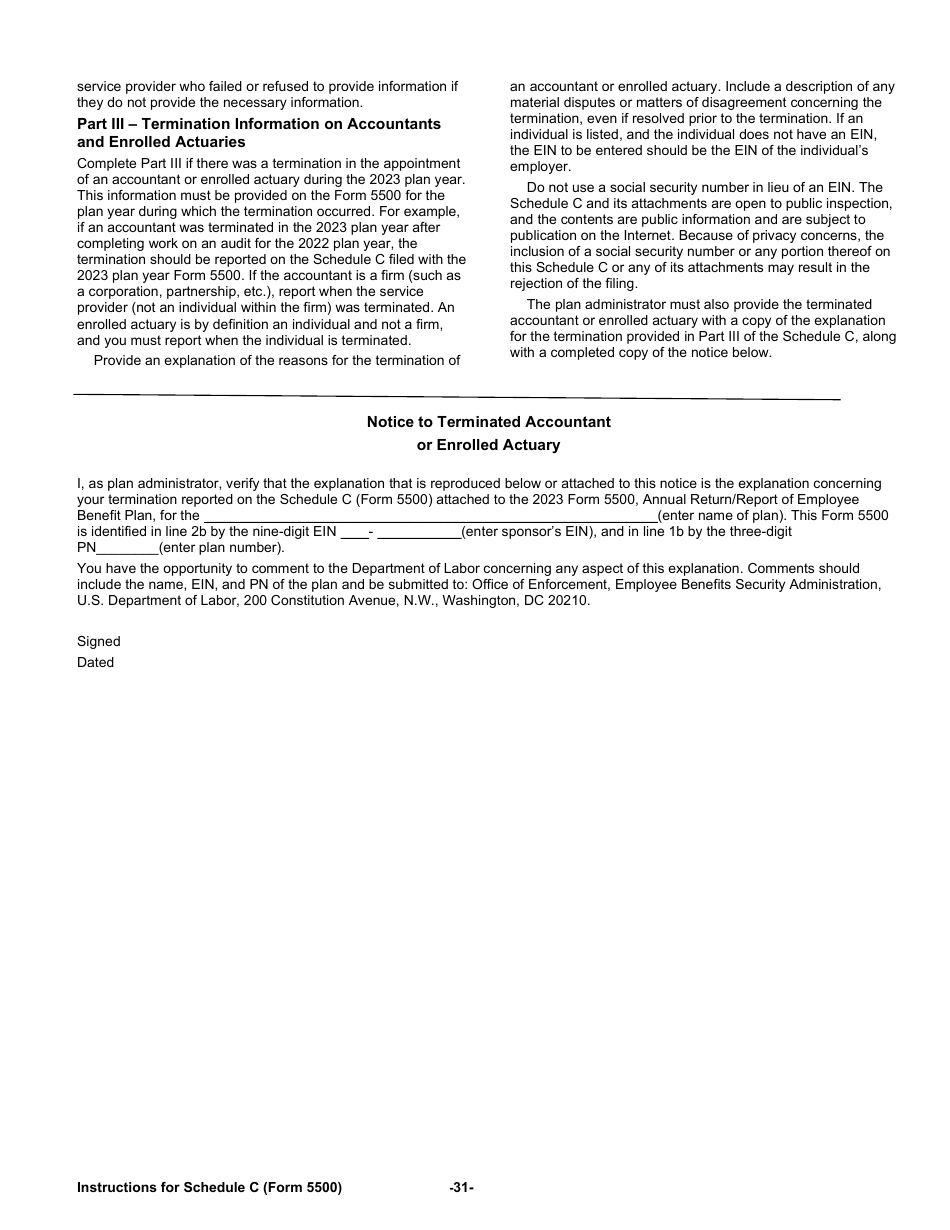 Instructions for Form 5500 Annual Return / Report of Employee Benefit Plan, Page 31