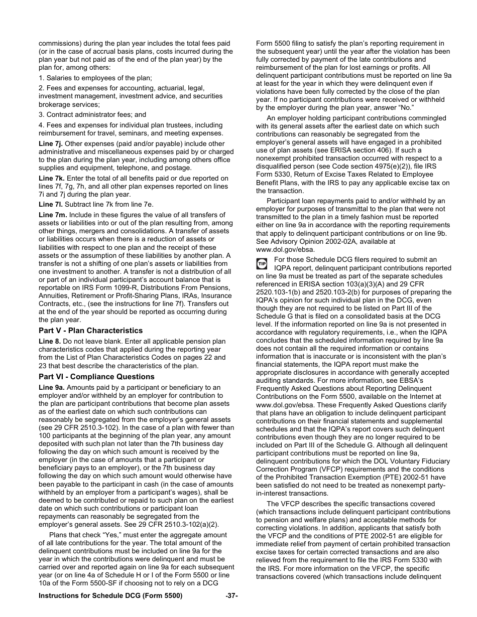 Instructions for Form 5500 Annual Return / Report of Employee Benefit Plan, Page 37