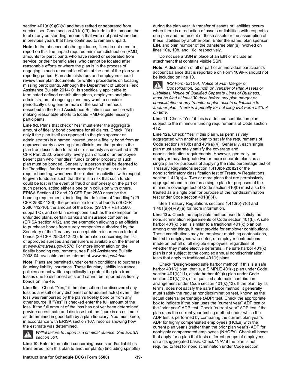 Instructions for Form 5500 Annual Return / Report of Employee Benefit Plan, Page 39