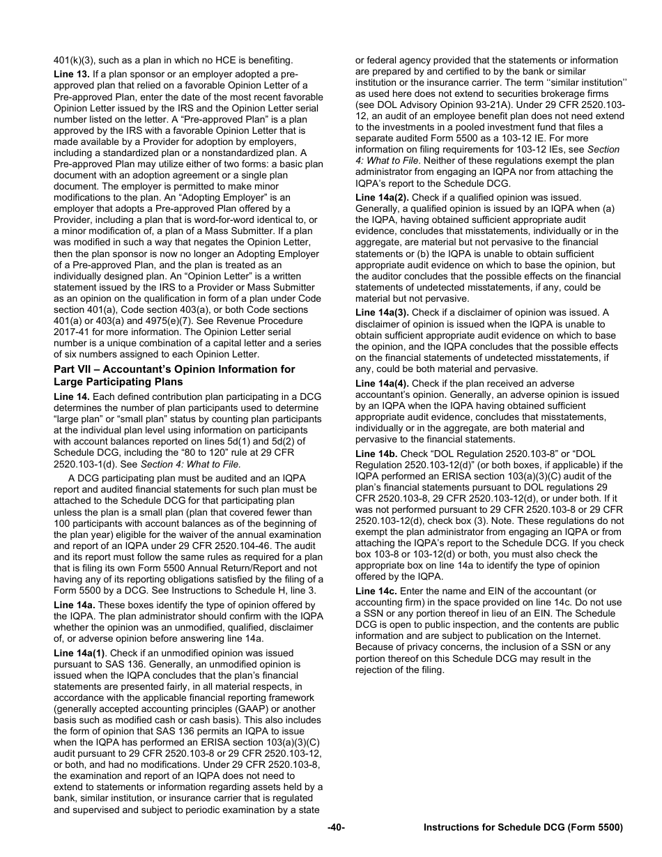 Instructions for Form 5500 Annual Return / Report of Employee Benefit Plan, Page 40