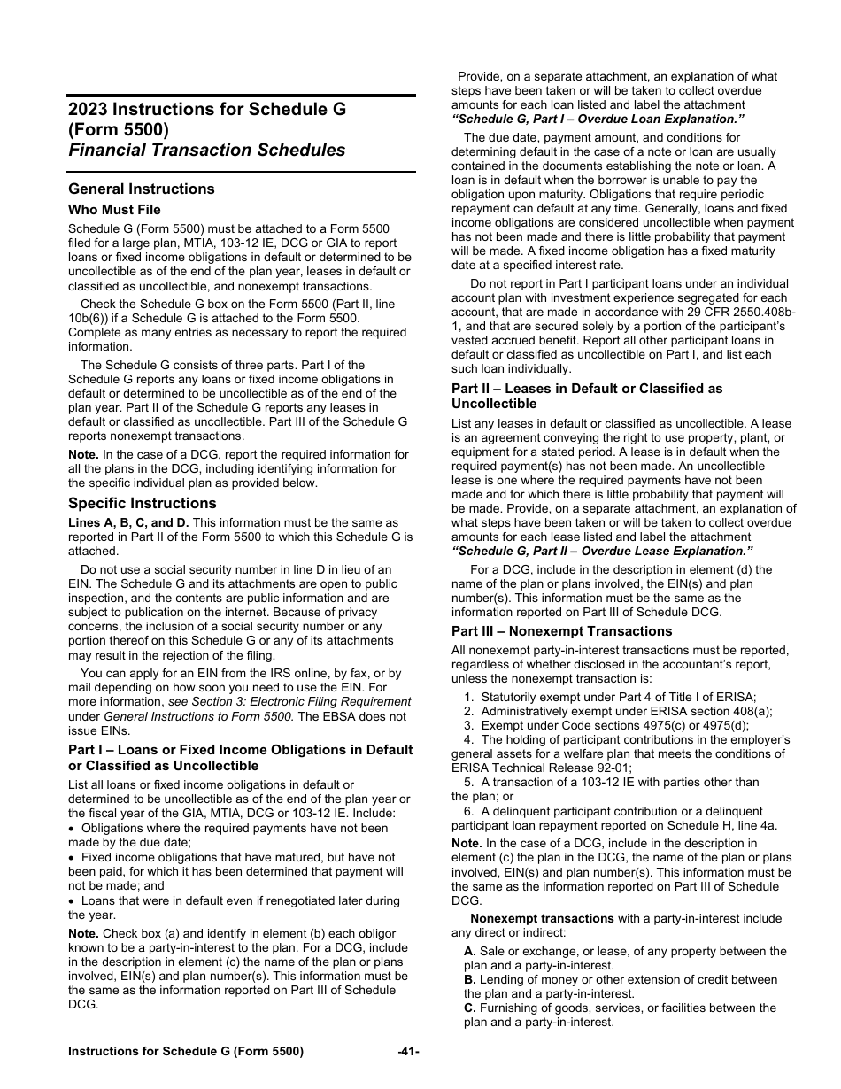 Instructions for Form 5500 Annual Return / Report of Employee Benefit Plan, Page 41