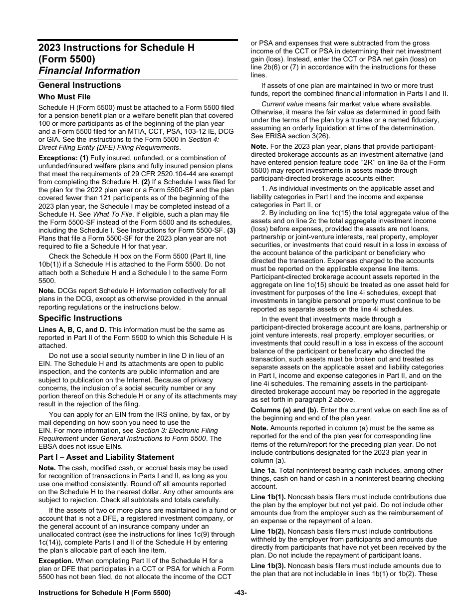 Instructions for Form 5500 Annual Return / Report of Employee Benefit Plan, Page 43