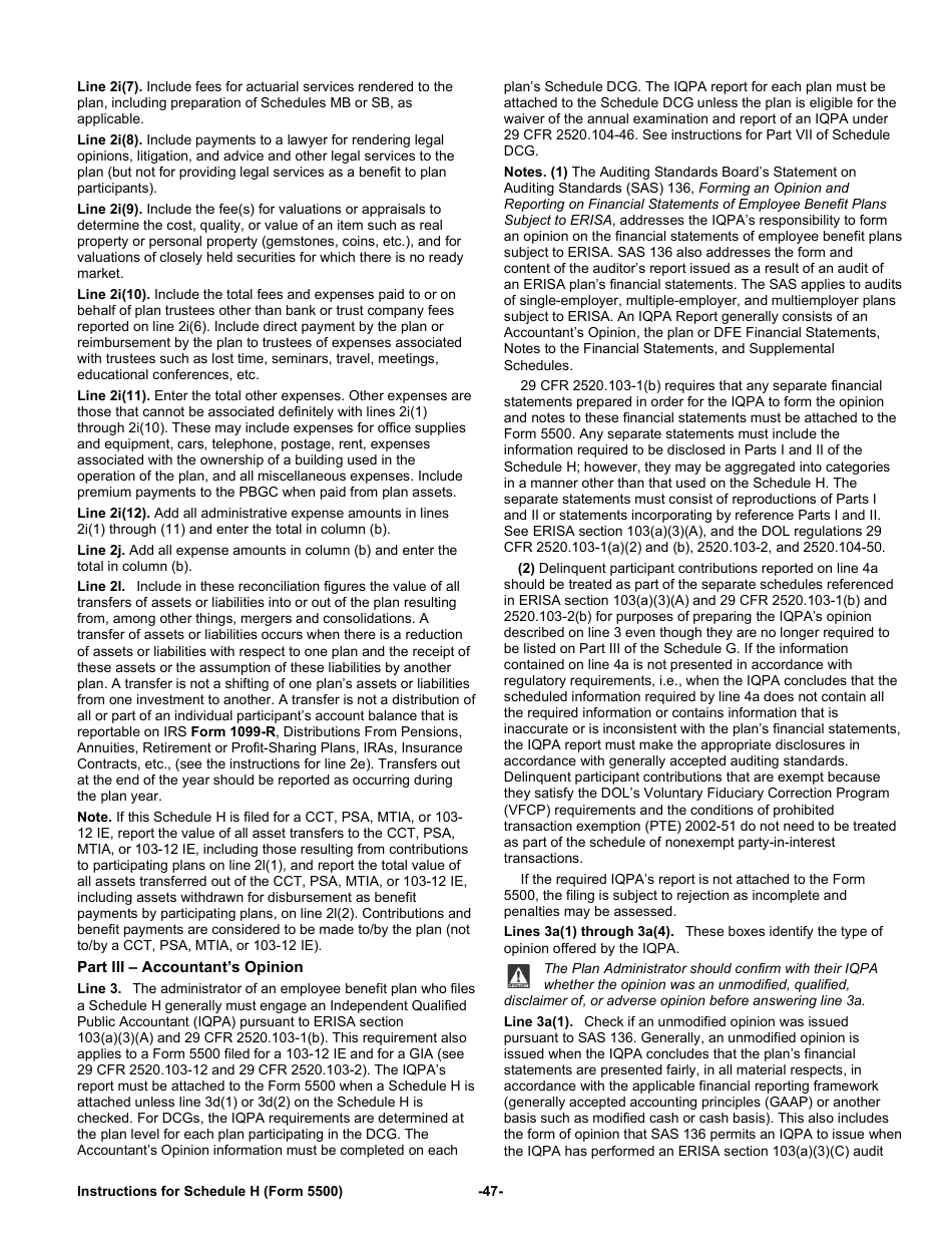 Instructions for Form 5500 Annual Return / Report of Employee Benefit Plan, Page 47