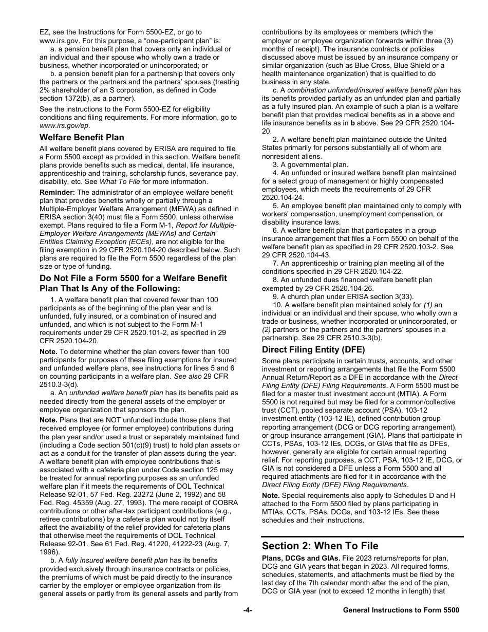 Instructions for Form 5500 Annual Return / Report of Employee Benefit Plan, Page 4