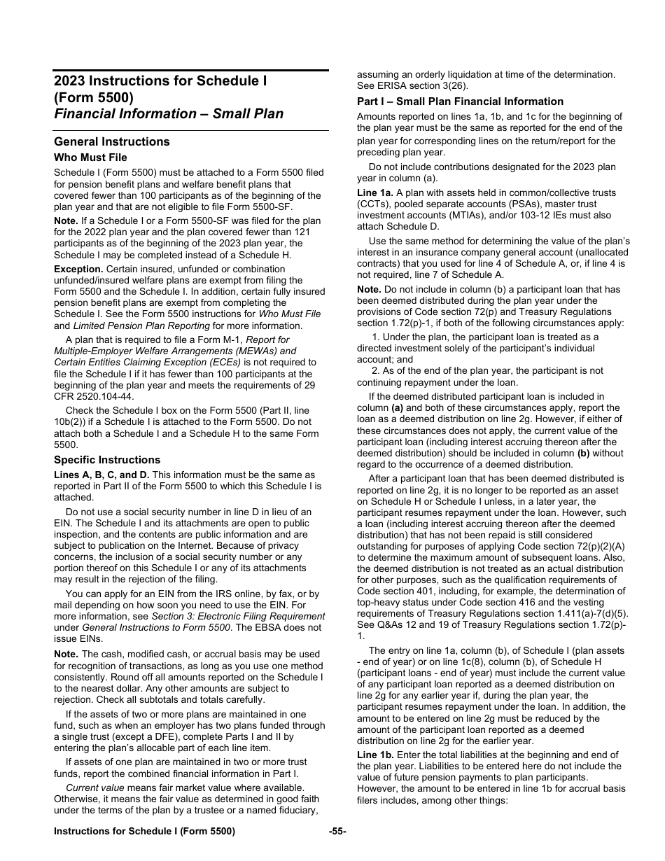 Instructions for Form 5500 Annual Return / Report of Employee Benefit Plan, Page 55