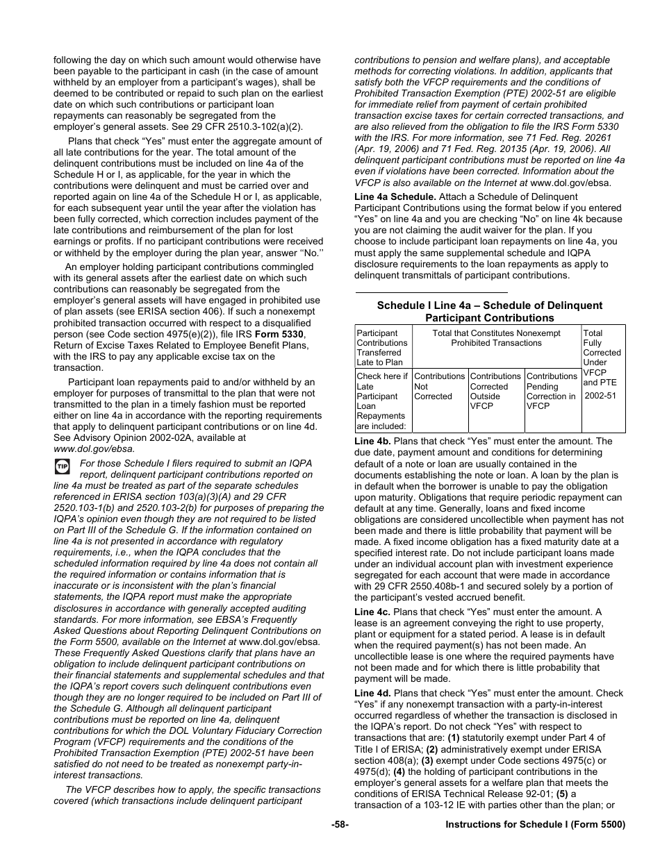 Instructions for Form 5500 Annual Return / Report of Employee Benefit Plan, Page 58