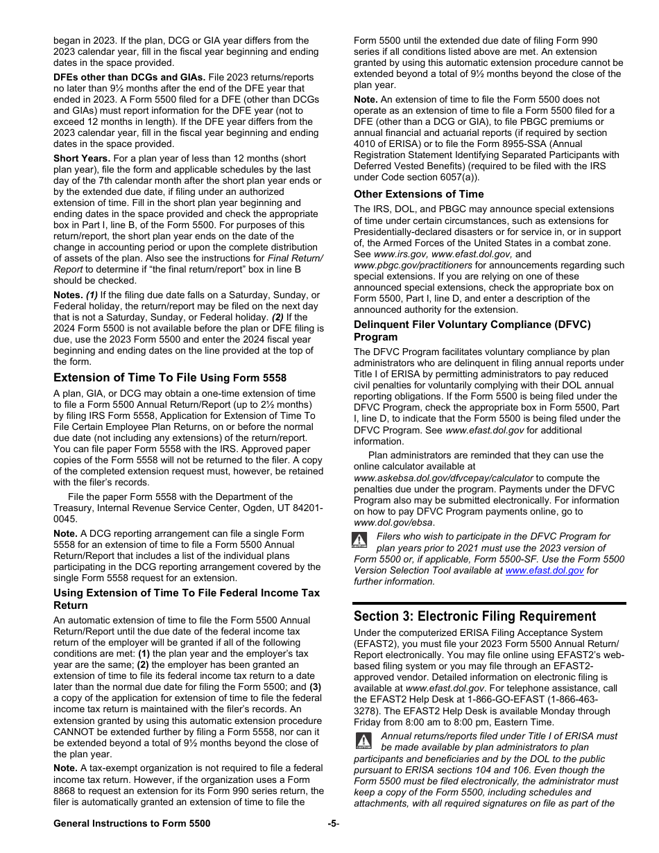 Instructions for Form 5500 Annual Return / Report of Employee Benefit Plan, Page 5