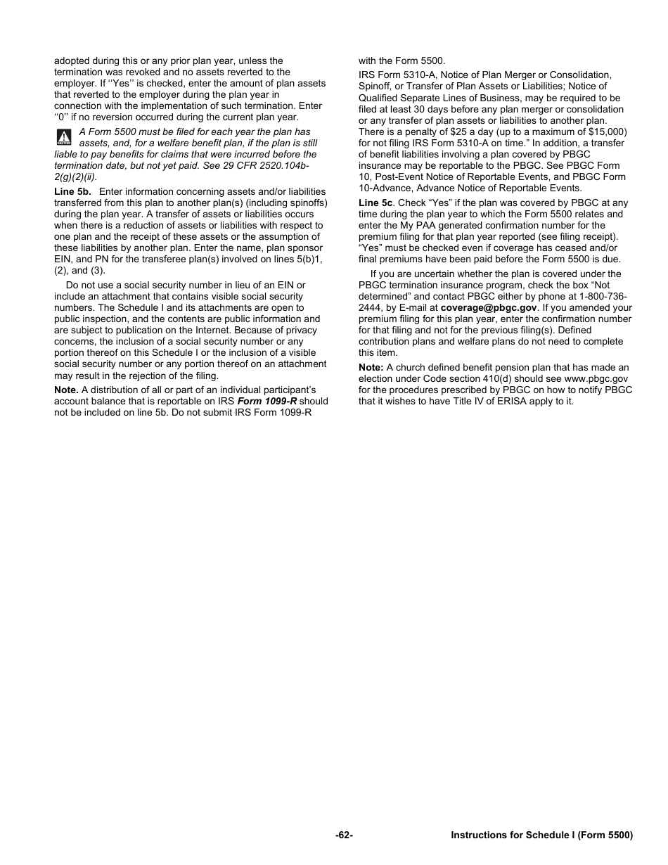 Instructions for Form 5500 Annual Return / Report of Employee Benefit Plan, Page 62