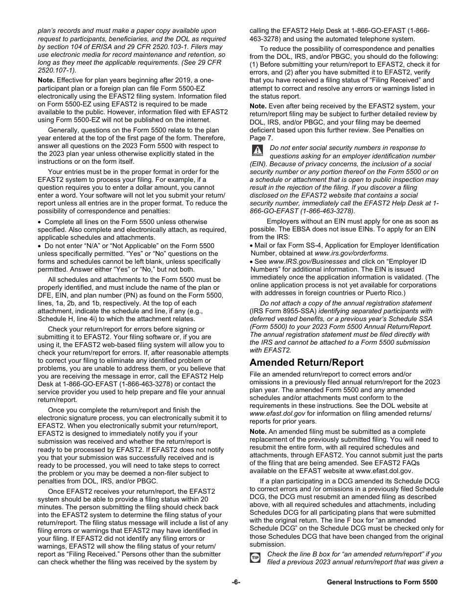 Instructions for Form 5500 Annual Return / Report of Employee Benefit Plan, Page 6
