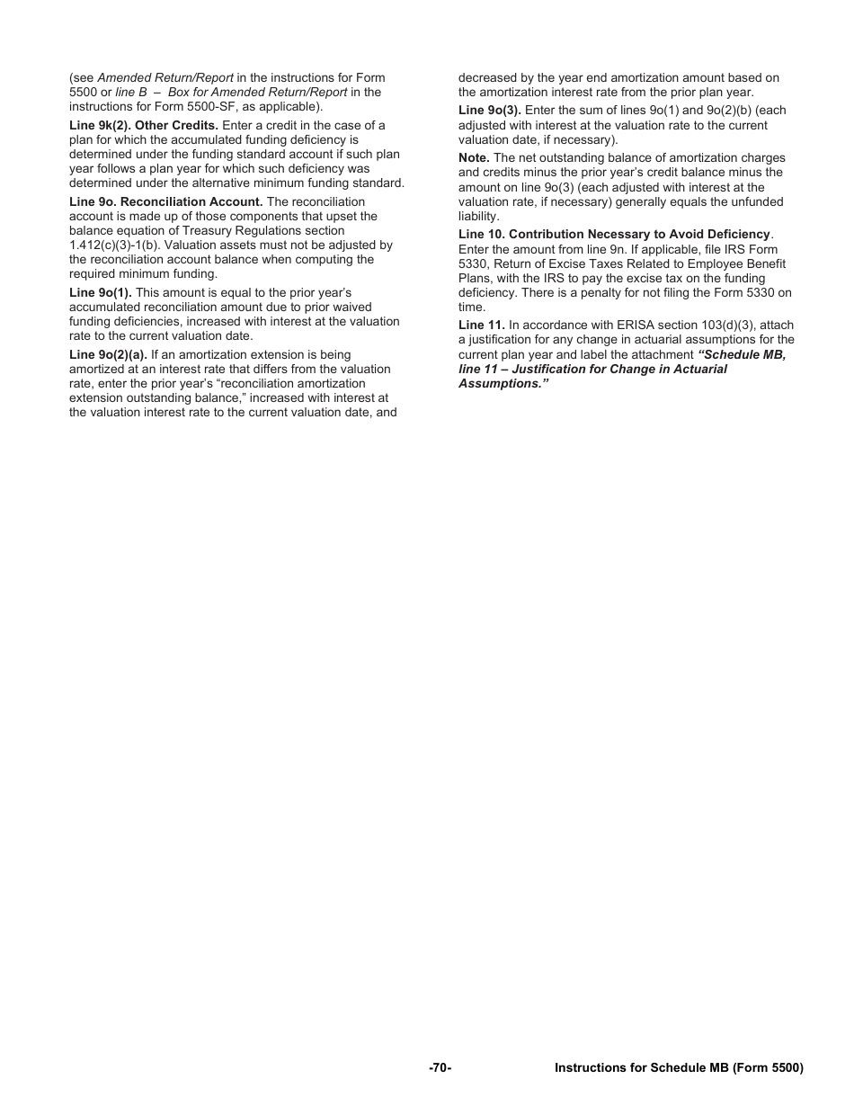 Instructions for Form 5500 Annual Return / Report of Employee Benefit Plan, Page 70