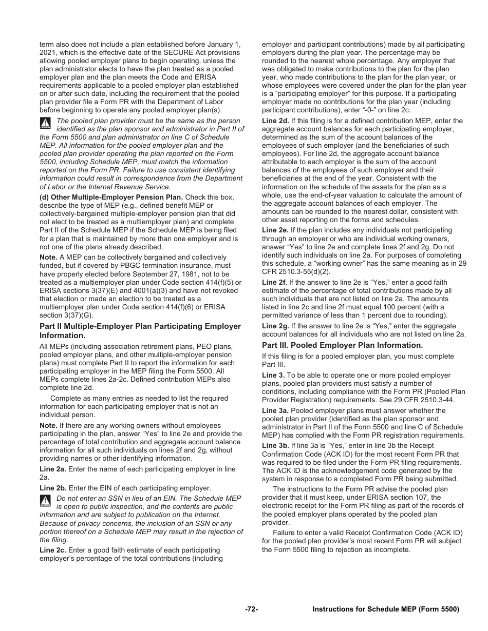 Instructions for Form 5500 Annual Return / Report of Employee Benefit Plan, Page 72
