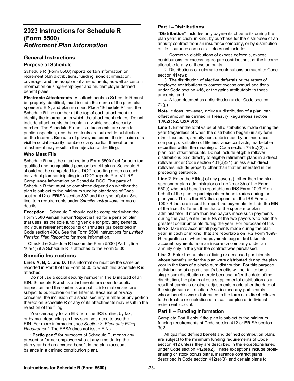 Instructions for Form 5500 Annual Return / Report of Employee Benefit Plan, Page 73