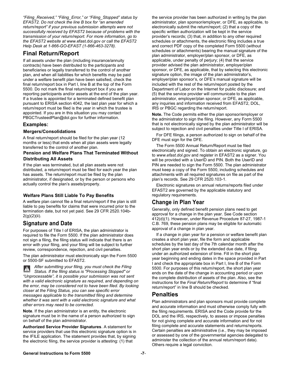 Instructions for Form 5500 Annual Return / Report of Employee Benefit Plan, Page 7
