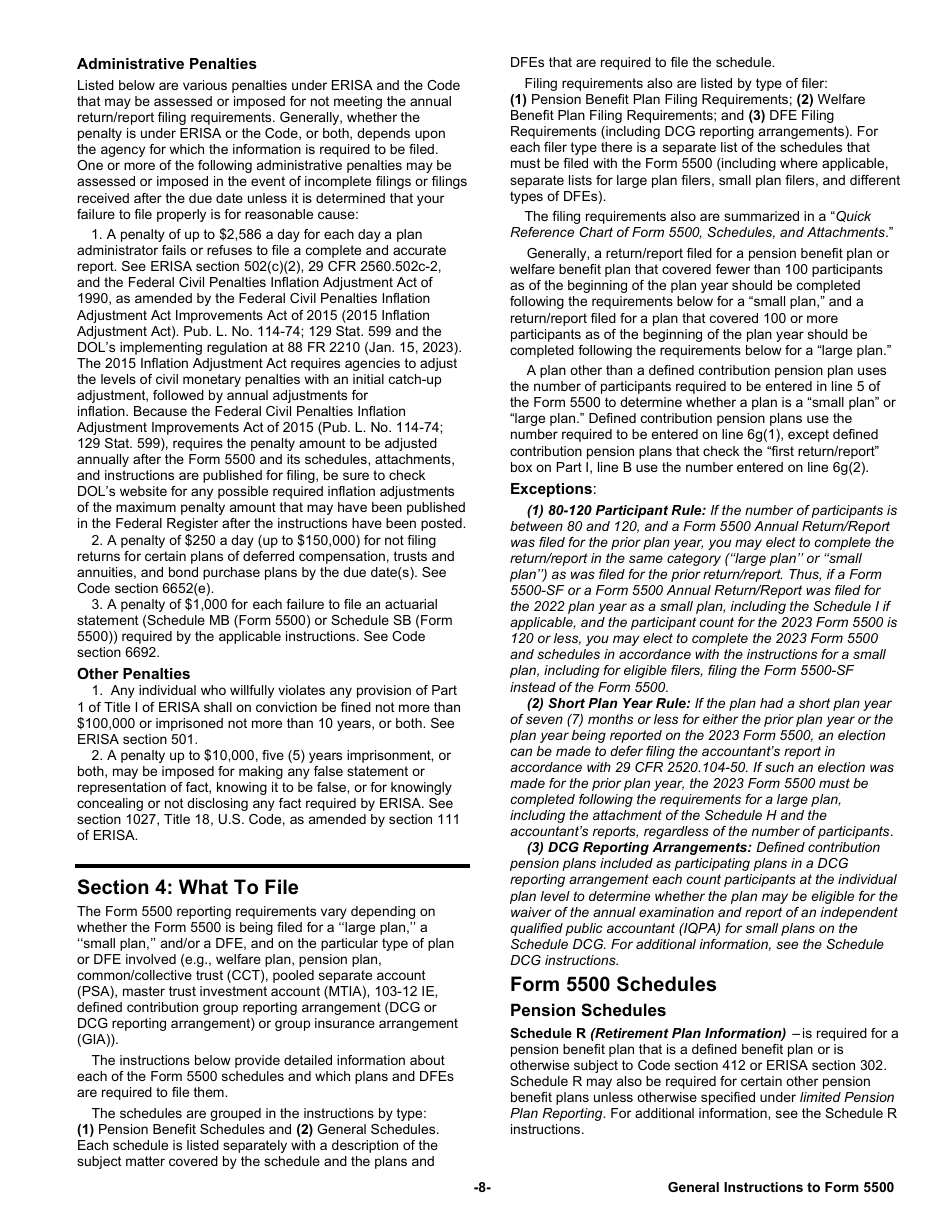 Instructions for Form 5500 Annual Return / Report of Employee Benefit Plan, Page 8