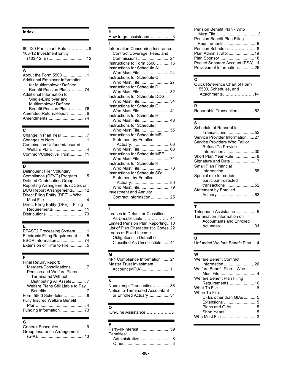 Instructions for Form 5500 Annual Return / Report of Employee Benefit Plan, Page 98