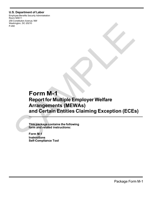 Form M-1 Report for Multiple Employer Welfare Arrangements (Mewas) and Certain Entities Claiming Exception (Eces) - Sample, 2023