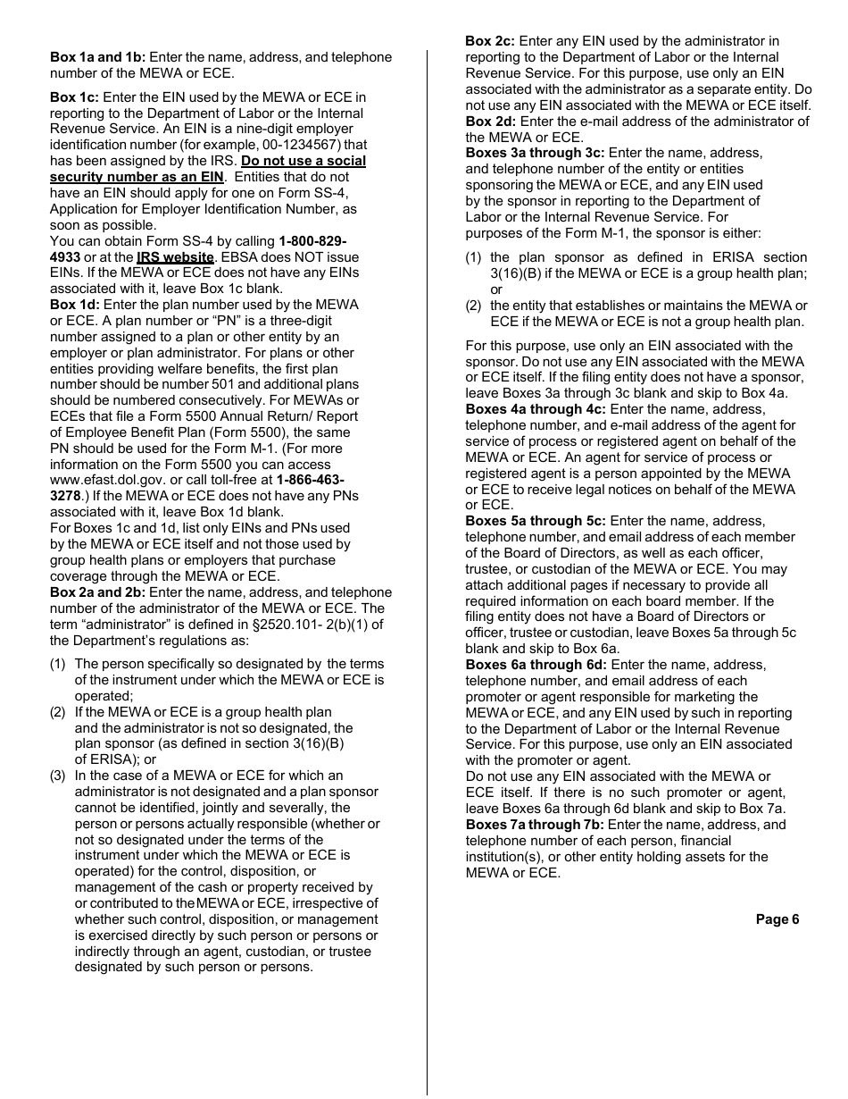 Form M-1 Report for Multiple Employer Welfare Arrangements (Mewas) and Certain Entities Claiming Exception (Eces) - Sample, Page 11