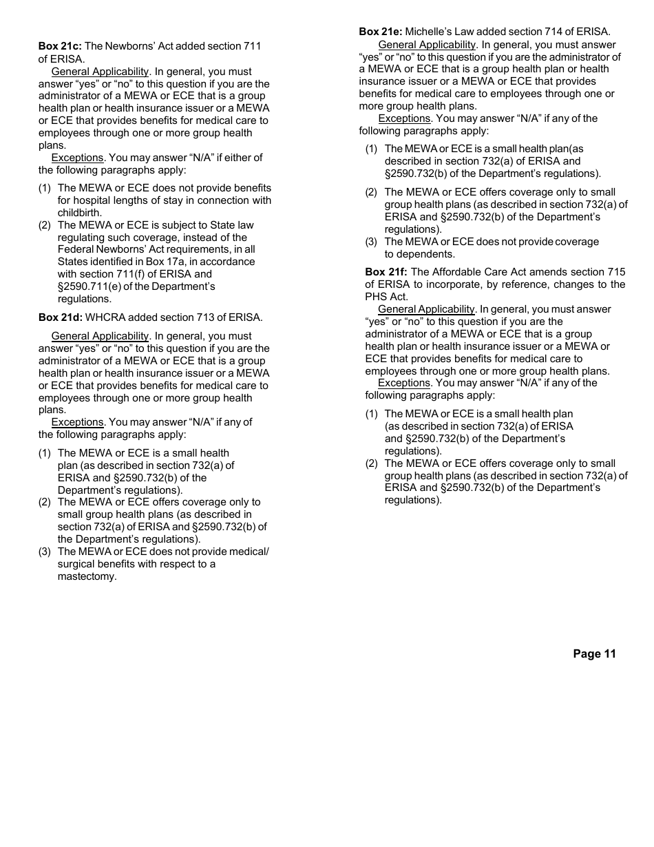 Form M-1 Report for Multiple Employer Welfare Arrangements (Mewas) and Certain Entities Claiming Exception (Eces) - Sample, Page 16