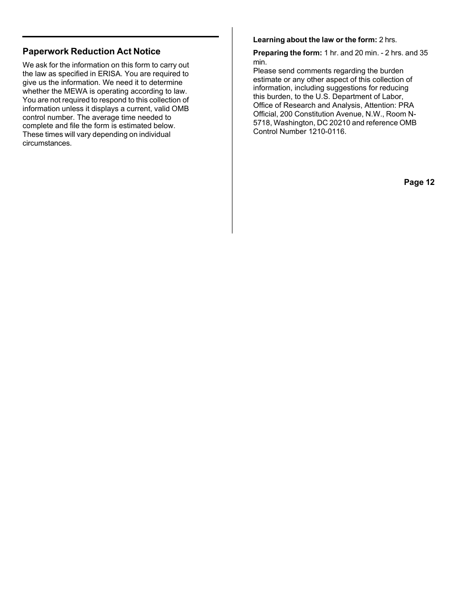 Form M-1 Report for Multiple Employer Welfare Arrangements (Mewas) and Certain Entities Claiming Exception (Eces) - Sample, Page 17
