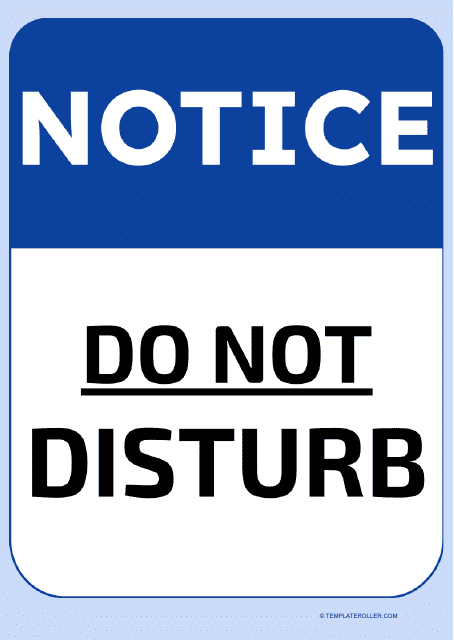 Do Not Disturb Door Sign Template - Blue