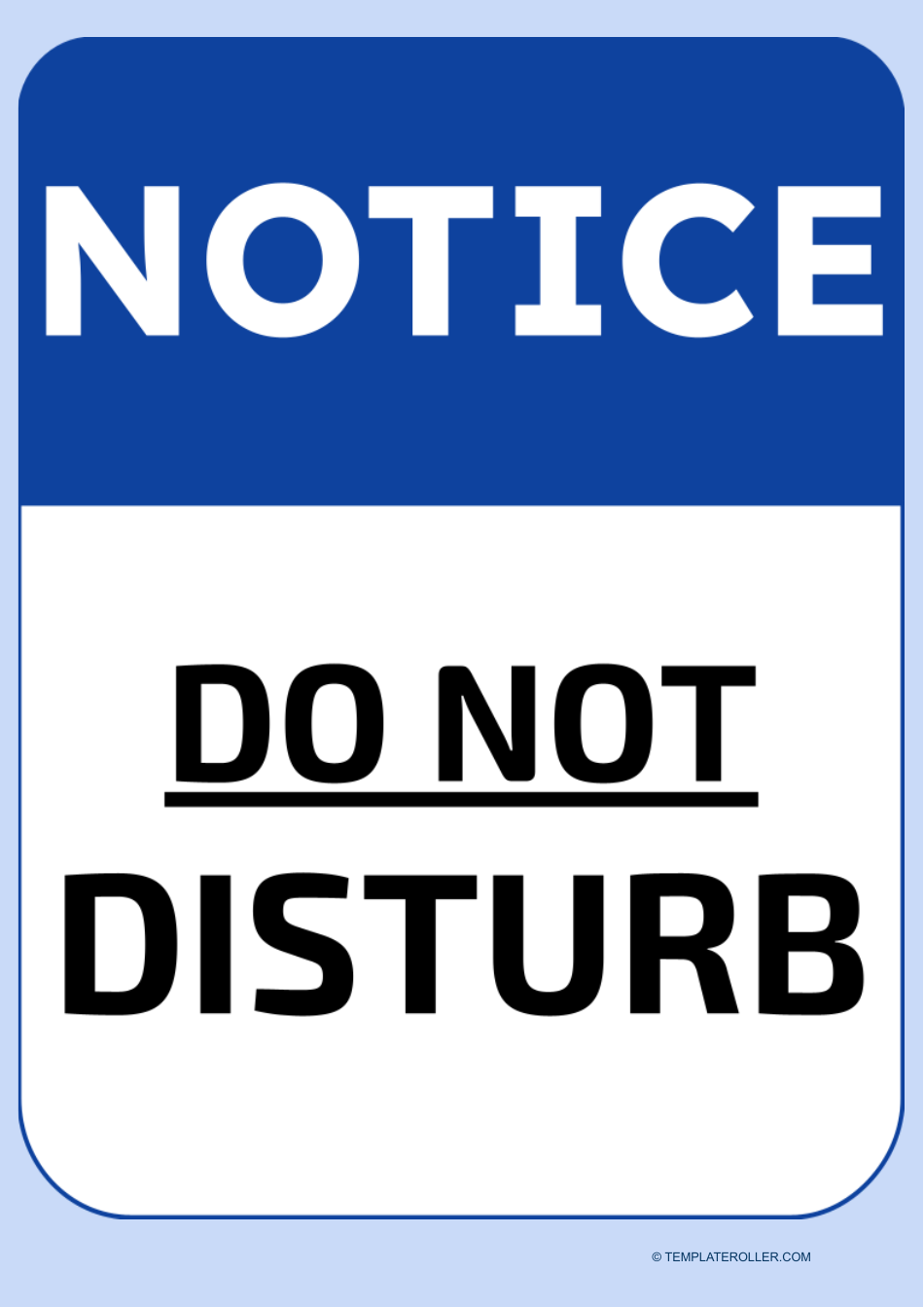 Do Not Disturb Door Sign Template - Blue, Page 1