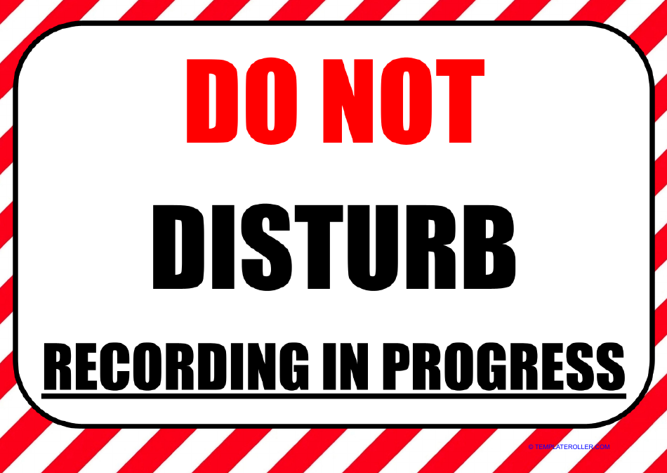 Do Not Disturb Door Sign Template - Recording in Progress, Page 1