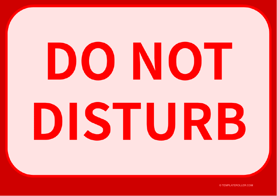 Do Not Disturb Door Sign Template - Red