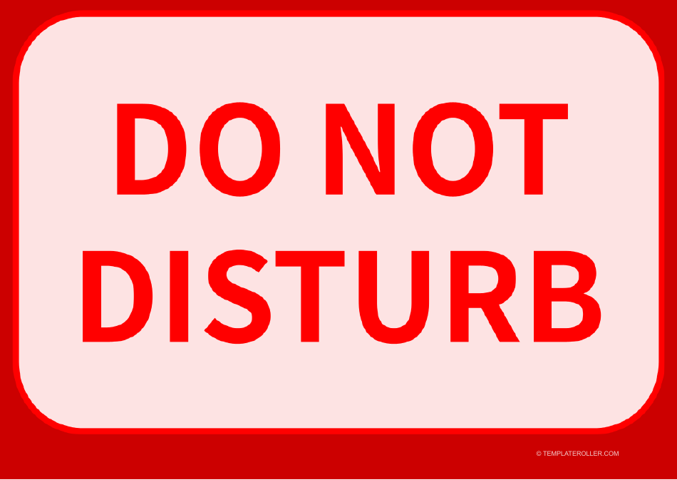 Do Not Disturb Door Sign Template - Red Download Printable PDF ...