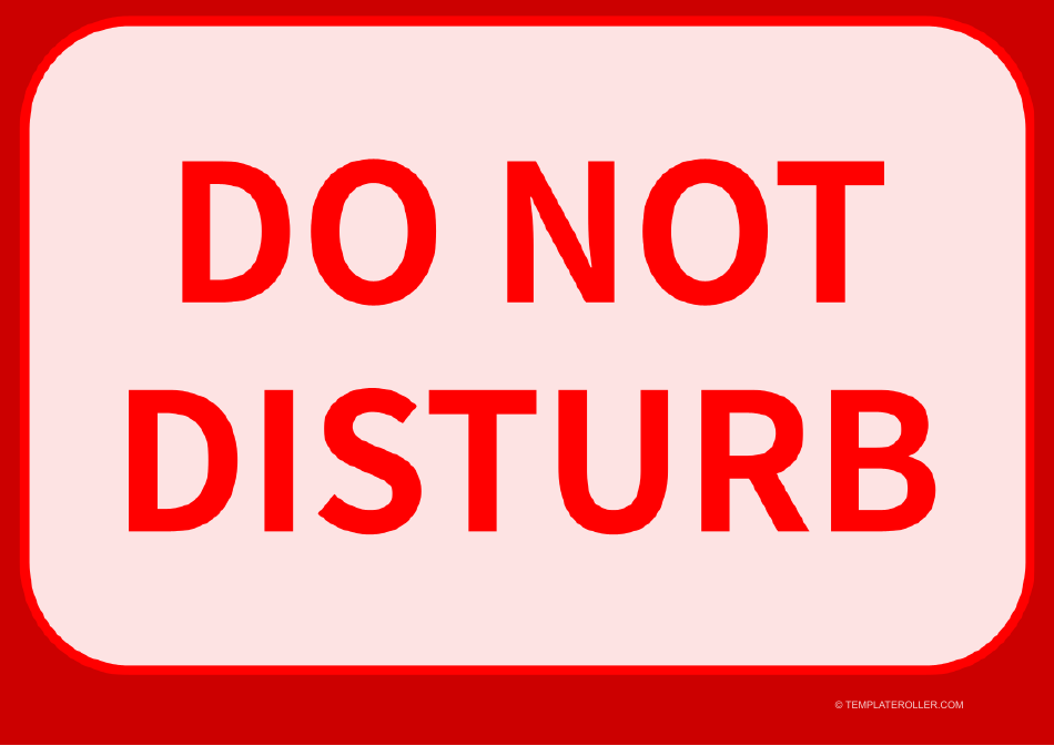 Do Not Disturb Door Sign Template - Red, Page 1