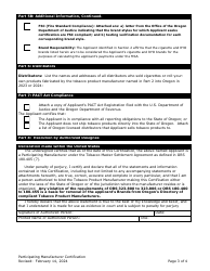 Participating Manufacturer Certification for Listing on the Oregon Tobacco Directory - Oregon, Page 3