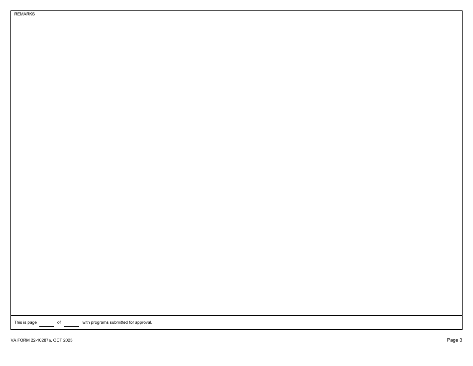 VA Form 22-10287A Institution of Higher Learning - Program Submission List, Page 3