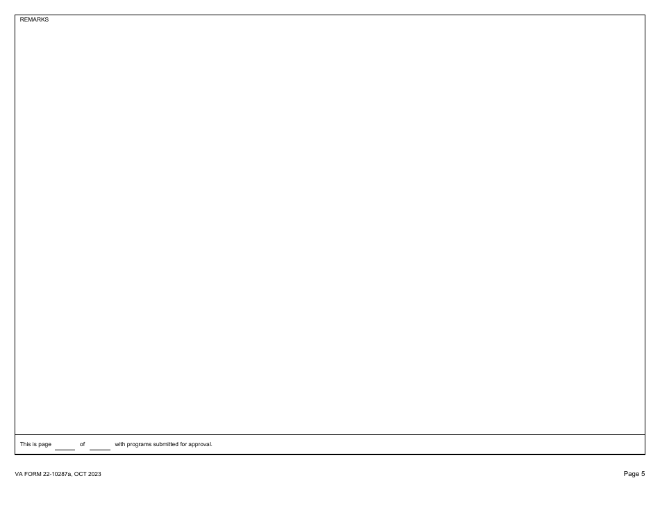 VA Form 22-10287A Institution of Higher Learning - Program Submission List, Page 5