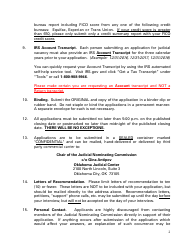 Instructions for Application for Oklahoma Judicial Vacancy - Oklahoma, Page 2