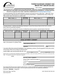Document preview: Form DOC20-441 Parent/Guardian Consent for Minor Visit and/or Escort - Washington