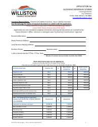 Application for Alcoholic Beverage License - City of Williston, North Dakota