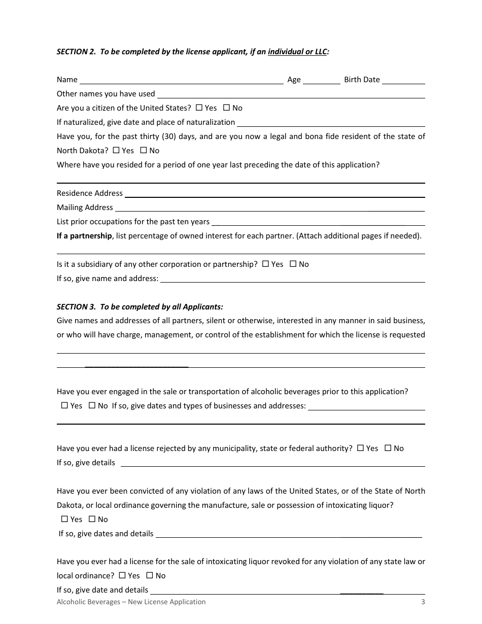 City of Williston, North Dakota Application for Alcoholic Beverage ...