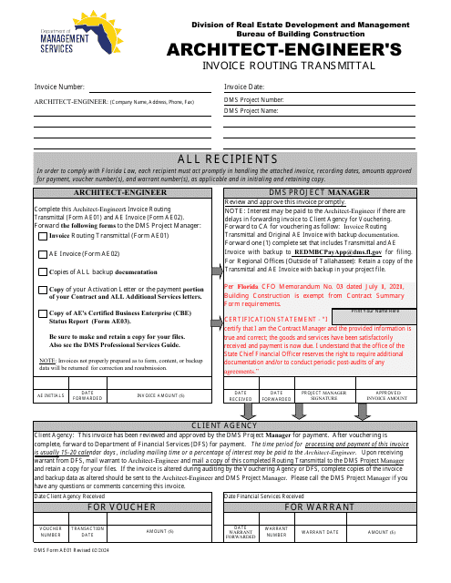 DMS Form AE01  Printable Pdf