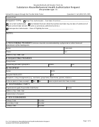 Document preview: Form FA-11D Substance Abuse/Behavioral Health Authorization Request - Nevada