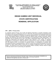 Form DPSSP0092 Gaming Employee State Certification Renewal Application - Louisiana