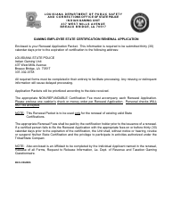 Form DPSSP0092 Gaming Employee State Certification Renewal Application - Louisiana, Page 2
