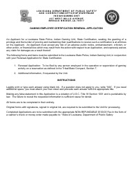 Form DPSSP0092 Gaming Employee State Certification Renewal Application - Louisiana, Page 3