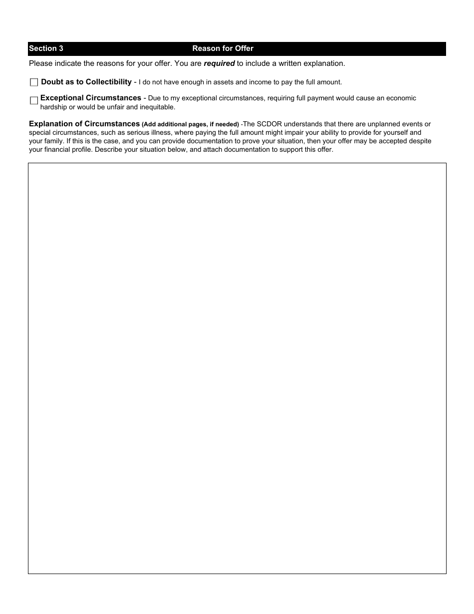 Form SC656 Application for Offer in Compromise - South Carolina, Page 2